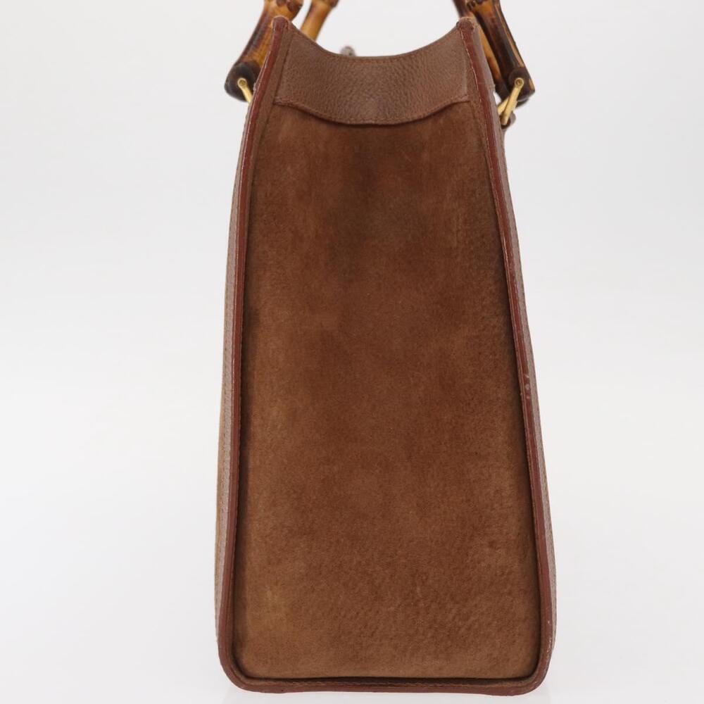 GUCCI Bamboo Hand Bag Suede Brown Gold 002 1186 2060 Auth 155190 - Picture 4 of 16